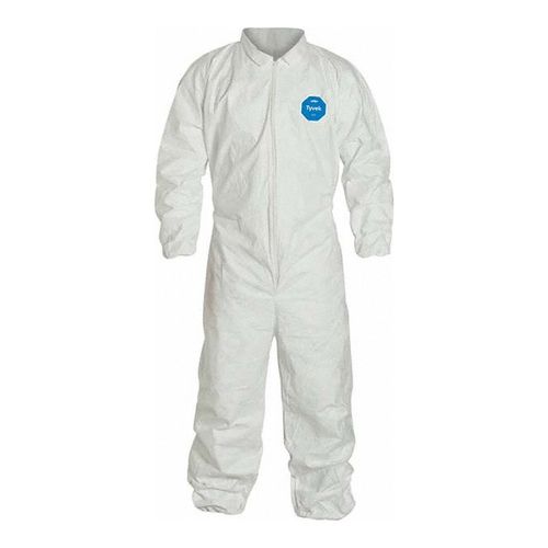 Main product image of Tyvek 400 TY125S Disposable Chemical Resistant Coveralls w/ Zipper Closure & Stormflaps, White, Medium (Pack of 25) - Vend Packed