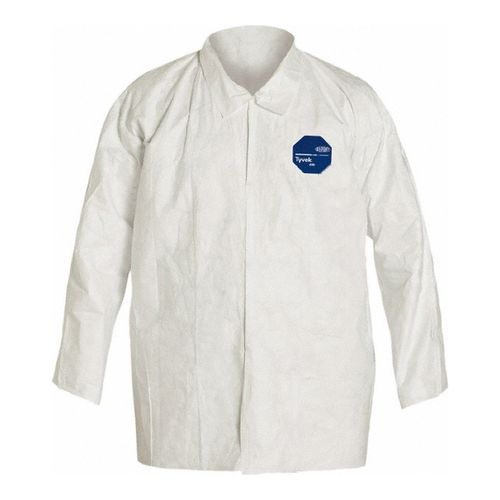 Main product image of Tyvek 400 TY303S Shirt w/ Collar, Open Wrists, Extends to Hip, Front Snap Closure, White, 2X-Large (Pack of 50)