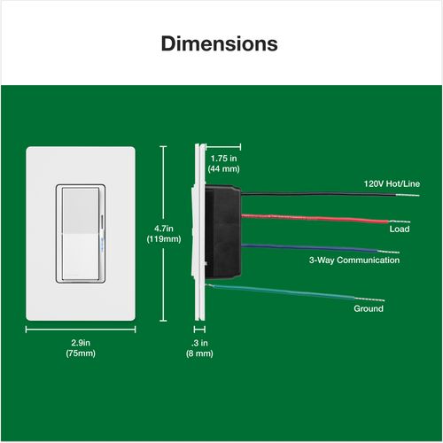 Main product image of Diva Night Mode LED+ Dimmer Switch for Dimmable LED Bulbs, 150W Single-Pole or 3-Way (White)