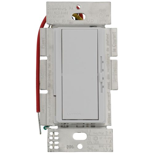 Main product image of Diva 3-Speed Fan Control and On/Off Light Switch, 1.5A Fan, 120W LED, Single-Pole, No Neutral Required, 120V, DVFSQ-LFH-WH, White