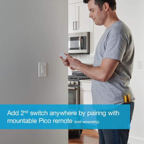 Main product image of Claro Smart Switch for Caseta, 5A LED or 3A Fan, On/Off Paddle Switch, Single-Pole/ 3-Way No Neutral Required, 120V, DVRF-5NS-WH, White