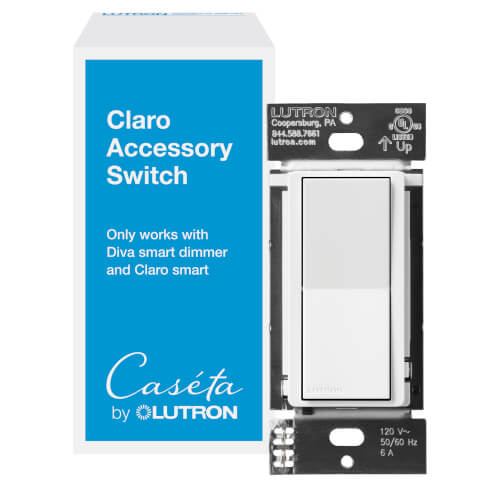Main product image of Claro Smart Accessory Switch, for use with Diva Smart Dimmer Switch/Claro Smart Switch (White)