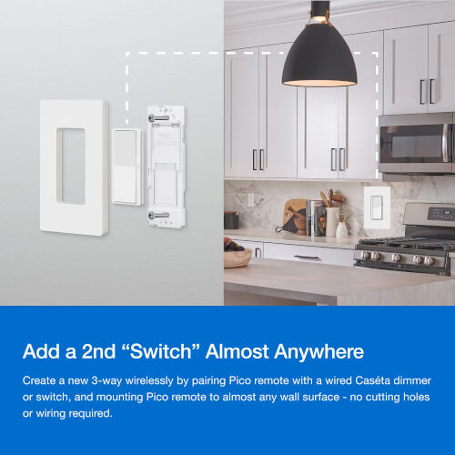 Main product image of Claro Smart Switch 3-Way Kit with Pico Paddle Remote for the Caseta system, Smart Hub Not Required, DVRF-PKG1S-WH, White