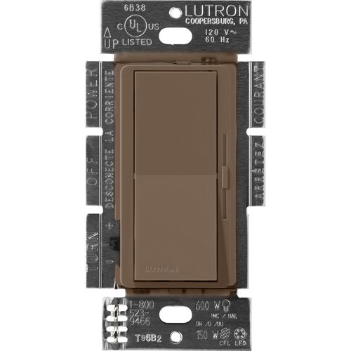 Main product image of Diva 3-Wire Dimmer Switch for Ballasts/LED Drivers, 1000W/8A, Single Pole/3-Way, 120V, Espresso