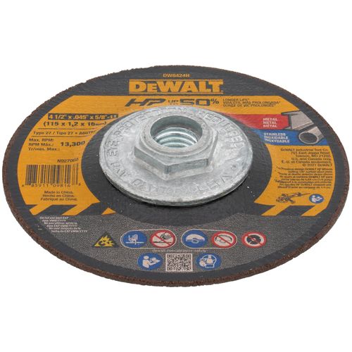 Main product image of HP Stainless Steel Metal Cutting Wheel Type 27, 5/8"-11 x 4-1/2" Aluminum Oxide