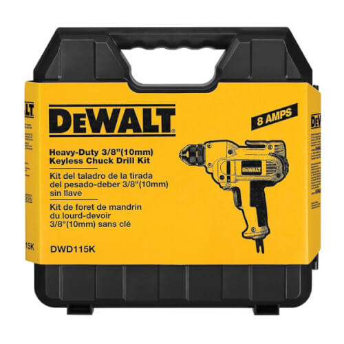 DWD115K Dewalt DWD115K 3/8" VSR MidHandle Drill Kit w/ Keyless Chuck
