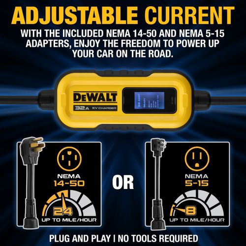 Main product image of Portable Electric Vehicle Charger w/ 5-15 & 14-50 Adapters, 25' Cable & Bag (32A, 240V, 7.6kW)