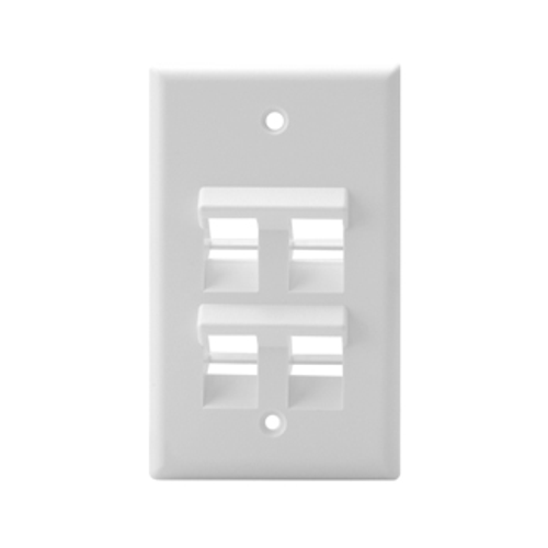 Main product image of Angled Single-Gang Quickport, Wallplate, 4-port (White)