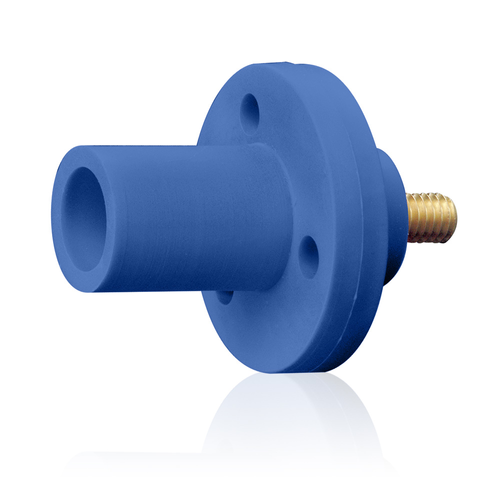 Main product image of 15 Series Cam-Type Male Panel Receptacle, .5" Threaded Stud, #8, #2 AWG, 150A Max, Type 3R "While-in-Use" (Blue)