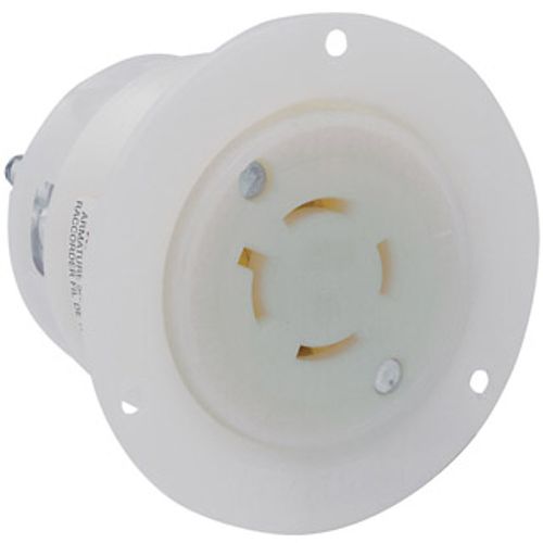 Main product image of 20A, 125/250V NEMA L14-20R, 3P, 4W, Flanged Outlet Locking Receptacle, Grounding (White)
