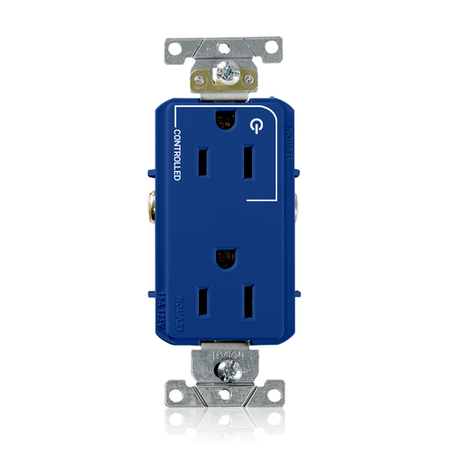 Main product image of Decora Plus Duplex Receptacle, Heavy-Duty Industrial, Split-Circuit, 15A 125V 2P 3W (Blue)