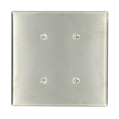Main product image of 2-Gang Blank Device Wallplate, Standard Size, Non-magnetic Stainless Steel