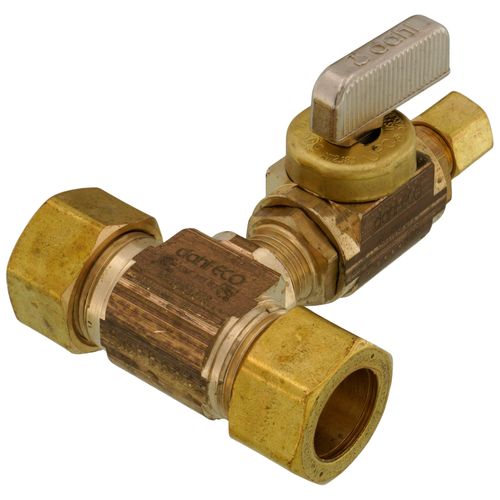 Main product image of 1/2" Nom Comp (5/8" OD) x 1/2" Nom Comp (5/8" OD) x 1/4" OD Comp Tee & Valve Kit, Lead Free (Brass)