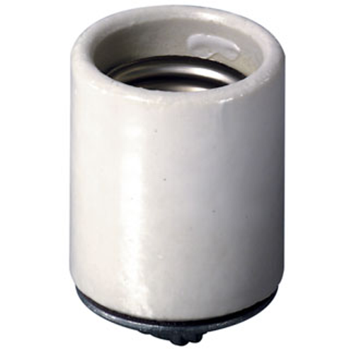 Main product image of Medium Base, 1 Piece, Keyless, Incandescent, Glazed Porcelain Lampholder, Pipe Mount, Single Circuit, Back Wired (White)