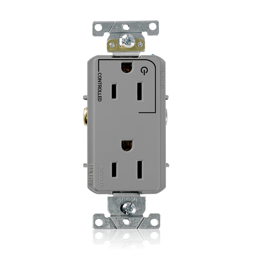 Main product image of Decora Plus Duplex Receptacle, Heavy-Duty Industrial, Split-Circuit, 15A 125V 2P 3W (Gray)