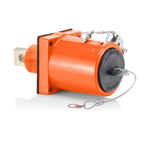 Main product image of Rhino-Hide 1 Pole Male 45 Deg Receptacle 1 Hole Bus Bar, 313MCM-777MCM Cable (Orange)