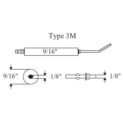 9/16" Diameter Type 3M Electrode with 4" Insulator (2 Pack)