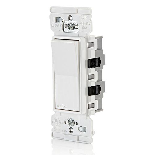 Main product image of Lever Edge Single-Pole Self-Grounding Rocker Switch - White (15 Amp, 120/277V)