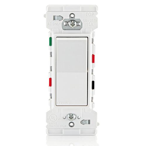 Main product image of Lever Edge 3-Way AC-Quiet Self-Grounding Rocker Switch - White (15 Amp, 120/277V)