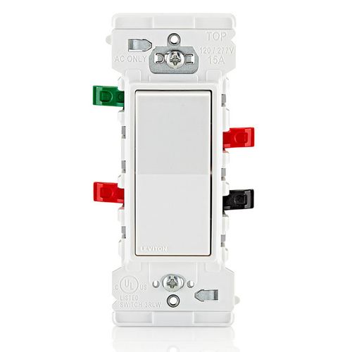 Main product image of Lever Edge 3-Way AC-Quiet Self-Grounding Rocker Switch - White (15 Amp, 120/277V)