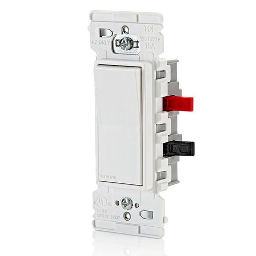 Main product image of Lever Edge 3-Way AC-Quiet Self-Grounding Rocker Switch - White (15 Amp, 120/277V)