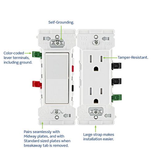 Main product image of Lever Edge 3-Way AC-Quiet Self-Grounding Rocker Switch - White (15 Amp, 120/277V)