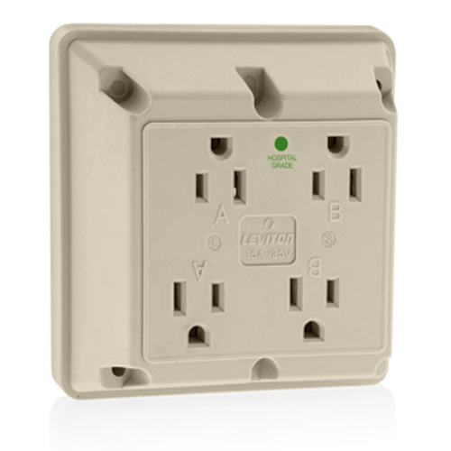 Main product image of 15A 4-in-1 Quadruplex Receptacle/outlet, Hospital Grade (Ivory)