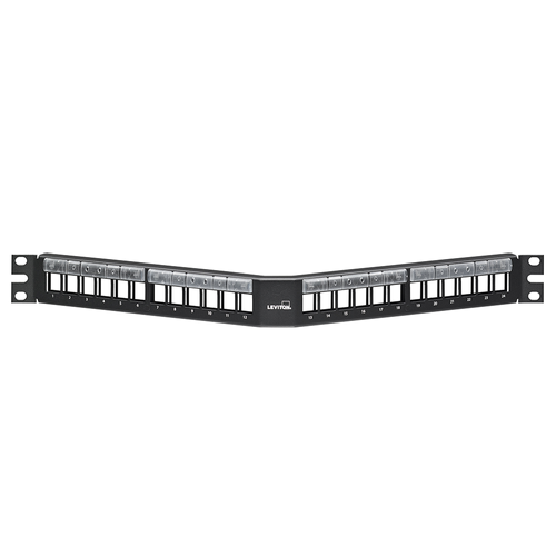 Main product image of Angled Quickport, Patch Panel w/ Magnifying Lens, 24"port, 1RU (Black)
