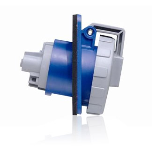 20A, 250V 2P, 3W, Outlet North American Pin & Sleeve Receptacle, IP67, Watertight (Blue)