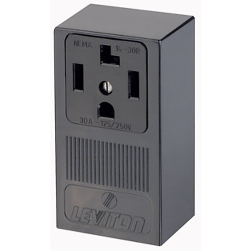Main product image of 30A, 125/250V 3p, 4w, Surface Mtg Receptacle, Straight Blade, Grounding (Black)