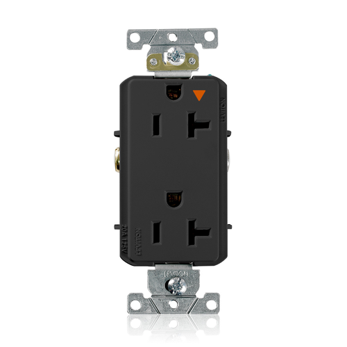 Main product image of 20A Decora Plus Isolated Ground Duplex Receptacle/outlet, Self-grounding, Back/Side Wire (Black)
