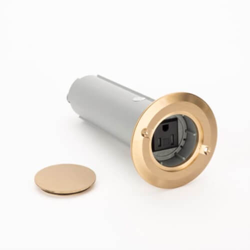 Main product image of Single-Gang Drop-In Floor Box w/ Hole Saw - Brass Cover