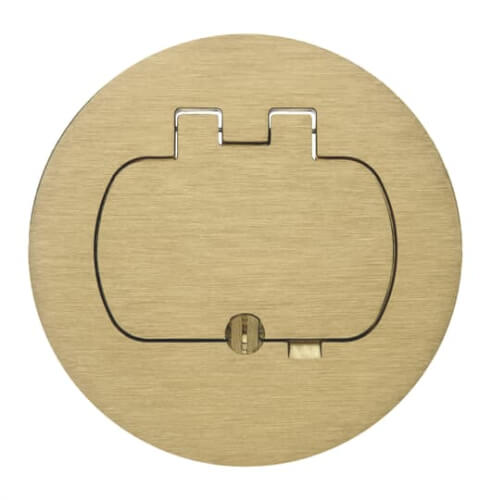 Main product image of Single-Door Cover for Round Floor Boxes, for Use with GFCI & Duplex Devices (Brass)