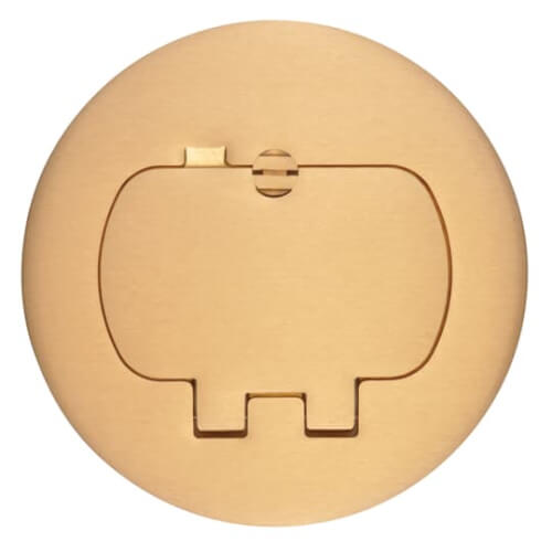 Main product image of Two-Door Cover for Round Floor Boxes, for Use with Duplex Devices (Brass)