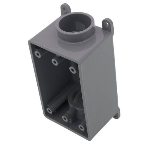Main product image of 1-Gang 1" FSC Weatherproof Box w/ 2 Hubs, 18 CU IN (Gray)