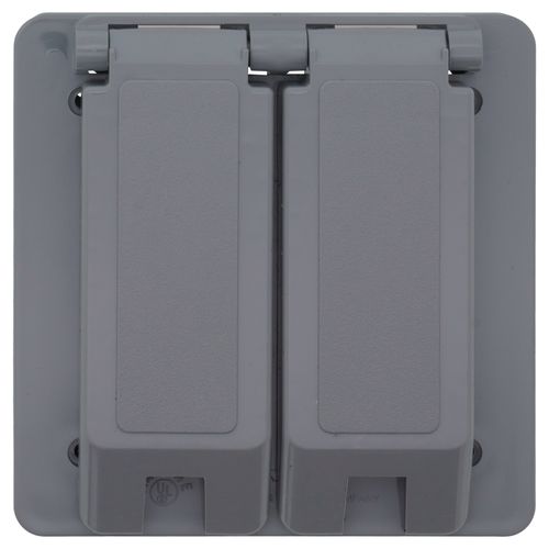 Main product image of 2-Gang Duplex Receptacle Weatherproof Box Cover (Gray)