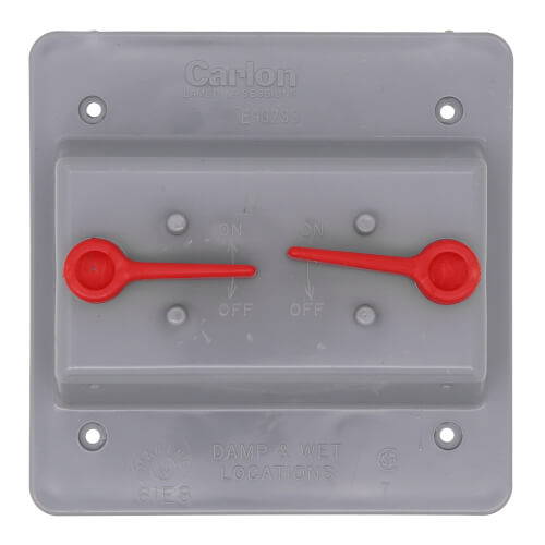 E9G2SSN Carlon E9G2SSN 2Gang Weatherproof Box Cover w/ 2 Toggle Switches (Gray)