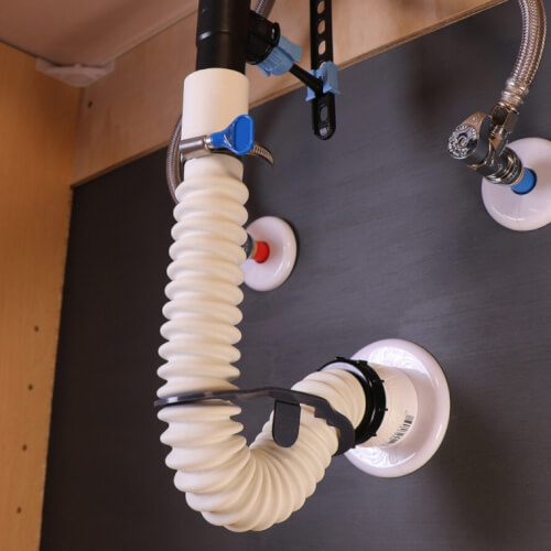 Main product image of 1-1/4" to 1-1/2" Flexible Rubber Hose P-Trap w/ Threaded Adapter