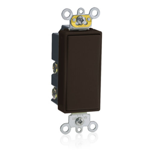 Main product image of 15A 120/277V Decora Plus Rocker Double-Throw Ctr-OFF Momentary Contact AC Quiet Switch (Brown)