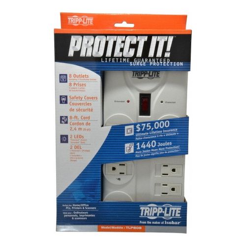 Main product image of Tripp-Lite 8 Outlets, 120 Volts, 15 Amps, 8 ft Cord, Power Outlet Strip, TLP808