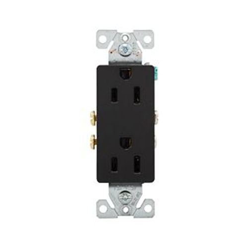 Main product image of Residential Duplex Receptacle, #14-10 Awg 15A 125V, SideAnd Push, Black, Impact-Resistant Duplex, 1107-9BK-BOX