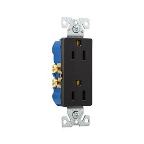 Main product image of Residential Duplex Receptacle, #14-10 Awg 15A 125V, SideAnd Push, Black, Auto Grounding, 1107-9BK