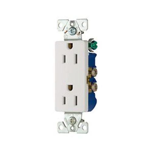 Main product image of Residential Duplex Receptacle, #14-10 Awg 15A 125V, Impact-Resistant Duplex, Auto Grounding, 1107-9W