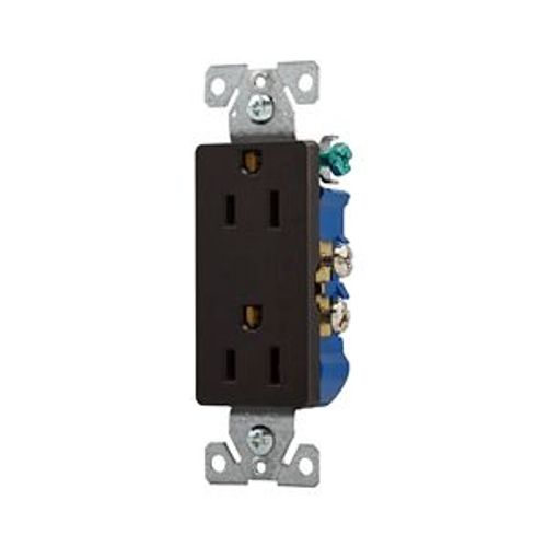 Main product image of Residential Duplex Receptacle, #14-10 Awg 15A 125V, SideAnd Push, Brown, Impact-Resistant Duplex, 1107B-BOX