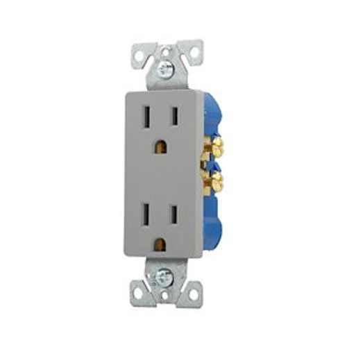 Main product image of Residential Duplex Receptacle, #14-10 Awg 15A 125V, SideAnd Push, Gray, Impact-Resistant Duplex, 1107GY-BOX