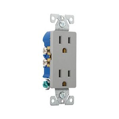 Main product image of Residential Duplex Receptacle, #14-10 Awg 15A 125V, SideAnd Push, Gray, Impact-Resistant Duplex, 1107GY-BOX