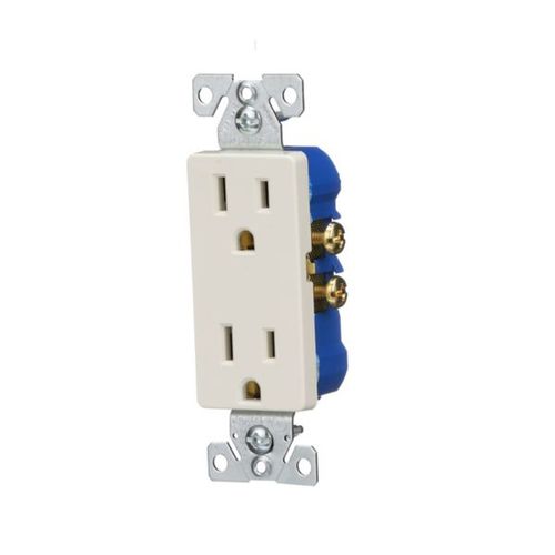 Main product image of Residential Duplex Receptacle, #14-10 Awg 15A 125V, SideAnd Push, Light Almond, 1107LA-BOX