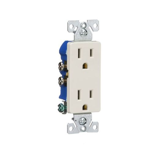 Main product image of Residential Duplex Receptacle, #14-10 Awg 15A 125V, SideAnd Push, Light Almond, 1107LA-BOX