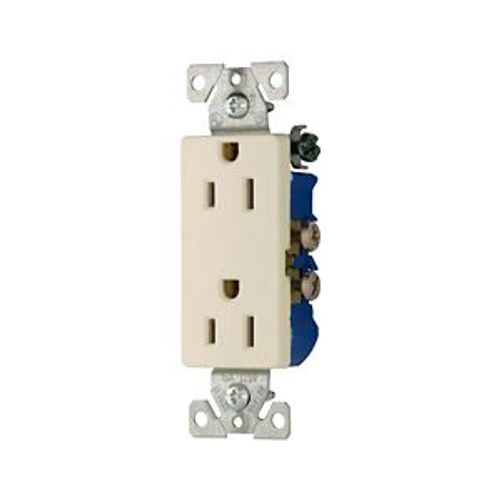 Main product image of Residential Duplex Receptacle, #14-10 Awg 15A 125V, Side & Push, Light Almond, 1107LA