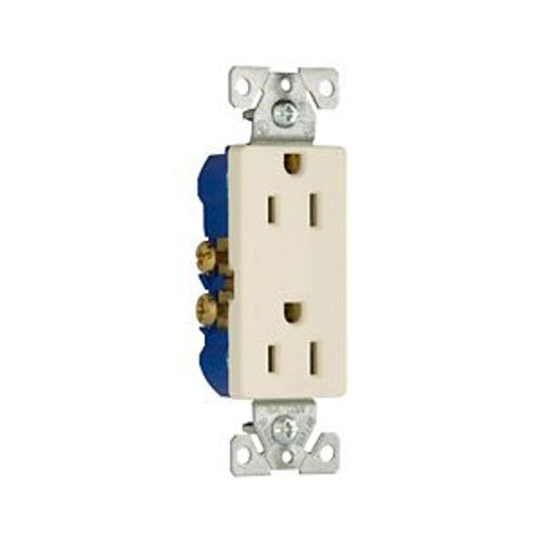 Main product image of Residential Duplex Receptacle, #14-10 Awg 15A 125V, Side & Push, Light Almond, 1107LA